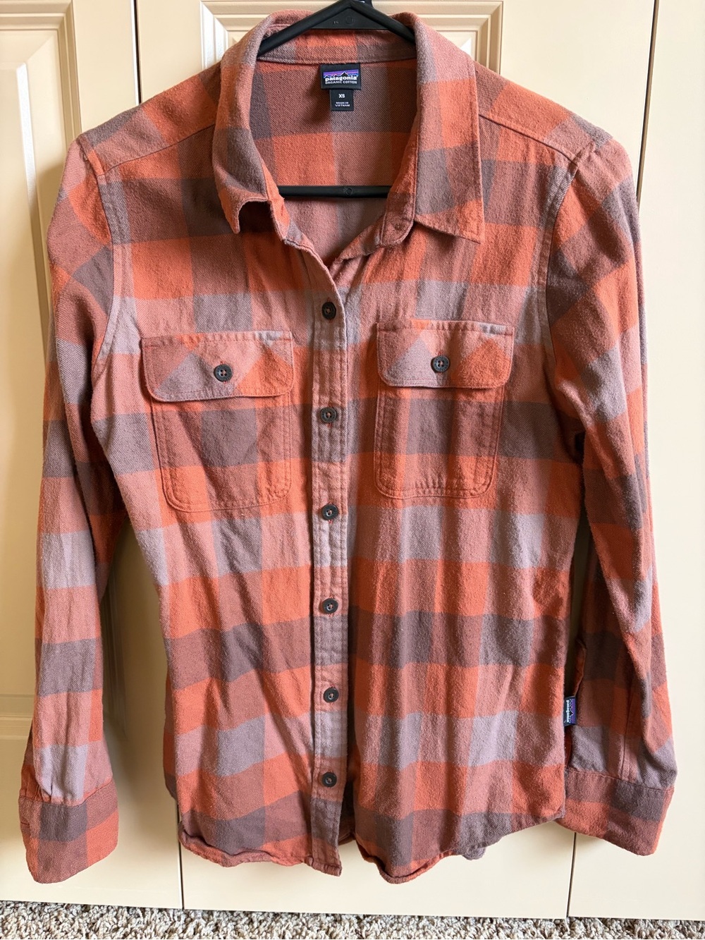 Patagonia Gray & Pink Plaid Flannel Shirt